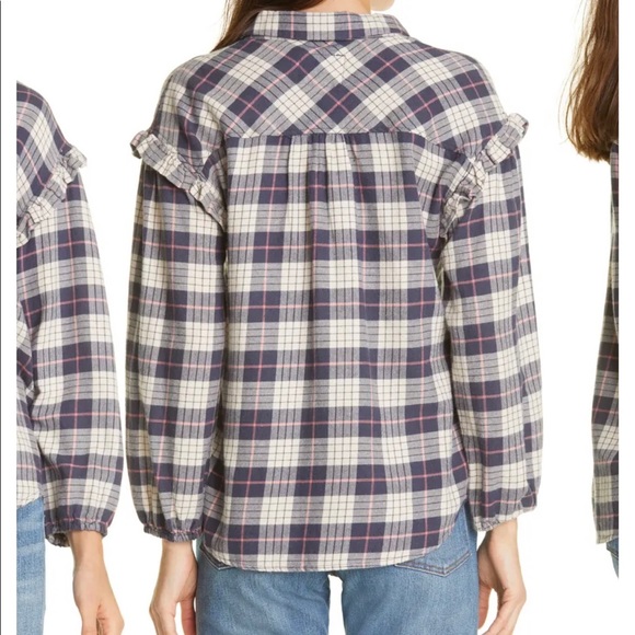 Rails willow ruffle sleeve plaid button up - Picture 2 of 8